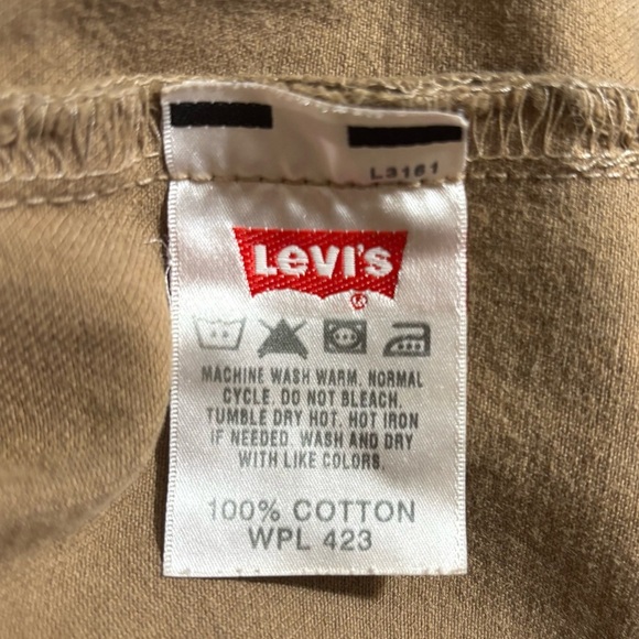Y2K Levi's 501 Jeans Mens 40x30 Button Fly Straight Leg Red Tab Khaki WPL423 - Picture 9 of 10